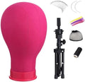 Wig Head 22 Inch Canvas Block Head Wig Stand with Mannequin Head for Wigs Making Display(22Inch, Rose) by lucicass