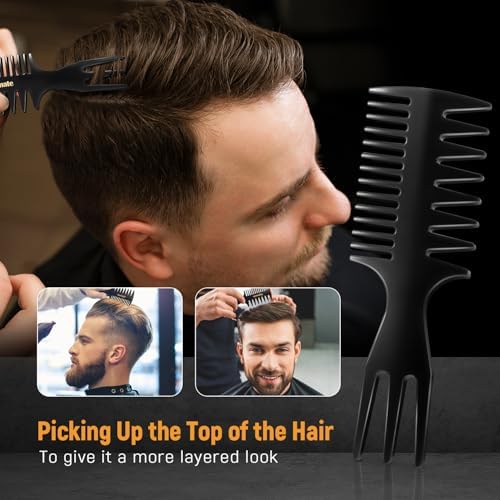 Stylemate Men's Hair Styling Combs and Brush Set - Roller Brush for Adding Volume, Pompadour, Slicked-back, Fauxhawk, Undercut Styling Combs - Image 3