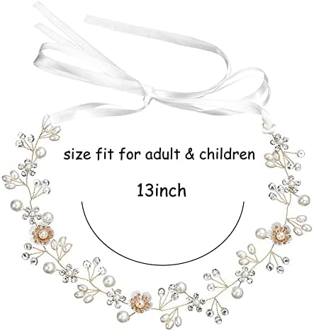     , Princess Headpiece White Flower Headband Pearl Hair Dress for Girl and Flower Girls Cute Bridal Wedding Hair Band - Image 5