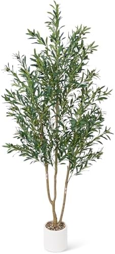 Olive Tree 6FT Fake Tree Faux Plants Indoor with Pot by Sillaff