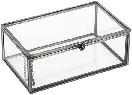 Hipiwe Vintage Glass Keepsake Box Clear Jewelry Display Lidded Box with Lid by Hipiwe