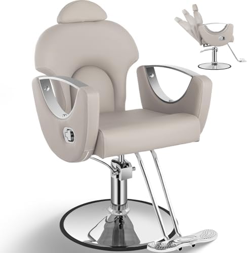 Reclining Salon Chair, Hydraulic Barber Styling Chair for Hair Stylist by Tythical