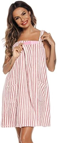 Veseacky Women Bath Wrap Towel for Womens Shower with Pocket Adjustable Spa Robe & Facial Headband - Image 4