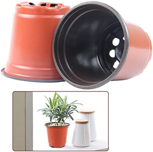 Augshy 150 Pcs 4Inches Plastic Plants Nursery Pot, Seed Starting Pots - Image 4
