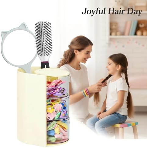 Hair Accessories Organizer With Hair Brush Holder, Off White,3-Layer - Image 2