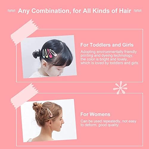 Hair Clips, KUBOM 120-Pack Metal Snap Hair Barrettes Barettes and Hair Clips for Girls,Toddlers,Kids,Women, Baby and Fine/Thick hair - 2inch (Colored Candy and Pattern) - Image 6