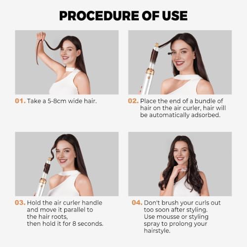 Hair Dryer Brush Set 5 in 1, Hot Air Styler Hair Care Air Curling Wrap Air Curler, Round Brush Blow Dryer Curling Iron Hair Styling Tools Gift for Dry,Volumize, Straight,Curl,110-120V - Image 7