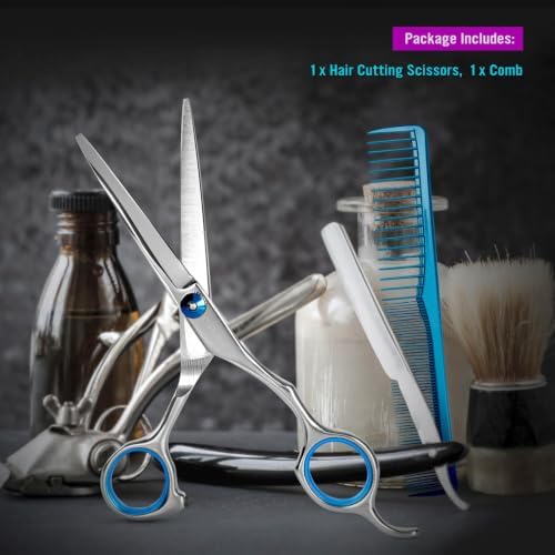 COOLALA Stainless Steel Hair Cutting Scissors 6.5 Inch Hairdressing Razor Shears Professional Salon Barber Haircut Scissors, One Comb Included, Home Use for Man Woman Adults Kids Babies - Image 6