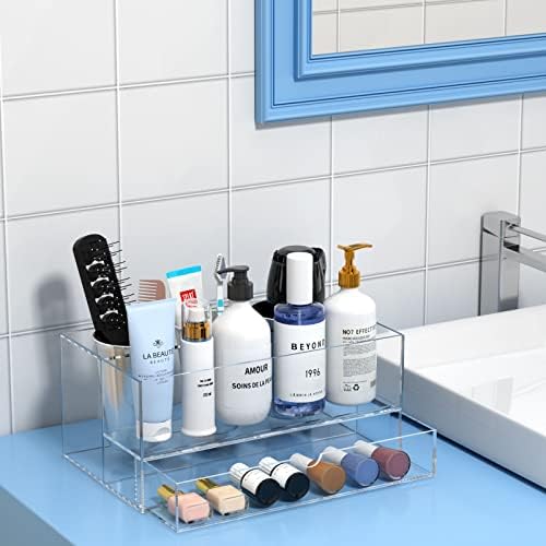 NIUBEE Acrylic Hair Tool Organizer with Drawer, Hair Dryer Holder Organizer - Image 4