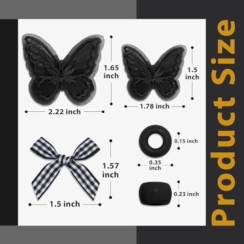 100pcs Hair Beads for Braids Gold Loc Dreadlock Hair Beads Black Gingham Mini Hair Bows Lace Embroidery Butterfly Hair Clips 3 Styles Y2K Hair Accessories for Women Girls - Image 4