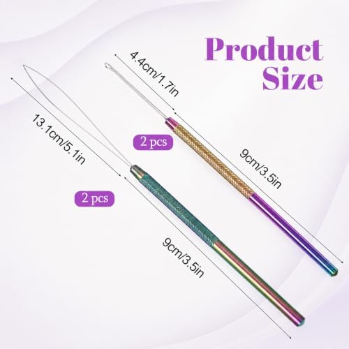 4 Pcs Hair Extension Loop Tool Needle Threader Micro Links Hair Kit - Image 2