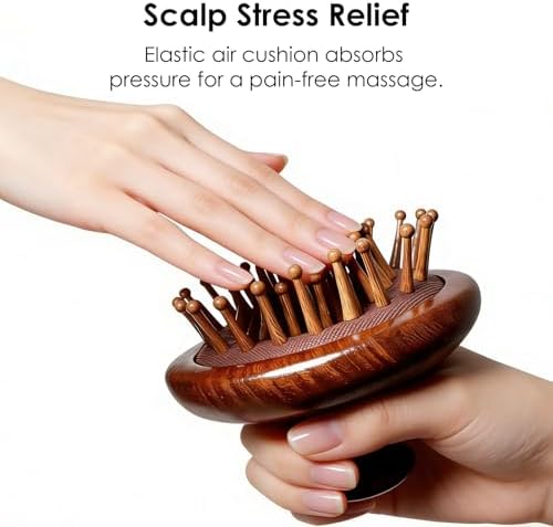 Wooden Scalp Massager for Hair Growth, Easy-Grip Handheld Brush for Dandruff Removal & Stress Relief, Anti-Static Portable Hairbrush with Gift Box, Travel & Home Use, Pet Friendly - Image 2