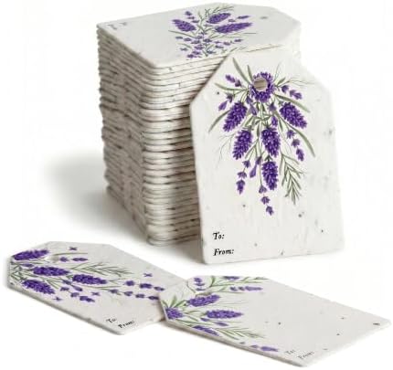 48 Lavender Floral Plantable Seed Paper Gift Tags by SeedBloom