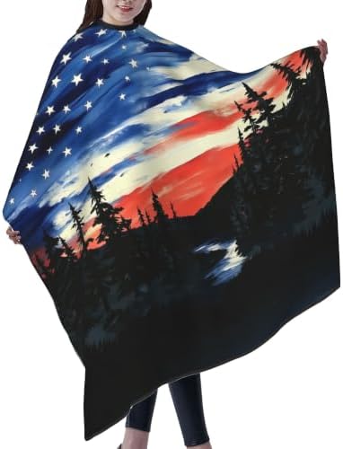 American Flag Salon Barber Cape - Professional Hairdressing Waterproof Hair Cutting Cape With Adjustable Snap Closure-Haircut Apron For Hair Stylist And Home Use-55''X66'' - Image 3