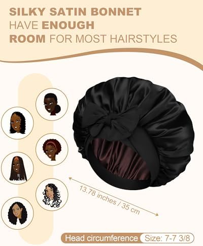 AWAYTR Double Layer Satin Bonnet for Women, Reversible Sleep Hair Wrap - Image 3