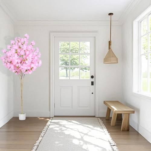 6FT Artificial Cherry Blossom Tree,Tall Fake Flower Tree with Realistic Pink Sakura in Nursery Pot,Blooming Fake Plants for Living Room,Bedroom,Office,Indoor/Outdoor Decor - Image 4