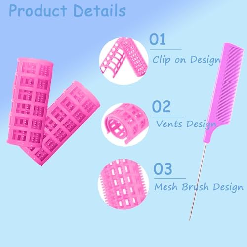 20PCS Plastic Hair Rollers Set 2.5cm/1in Heatless Roller Hair Curlers Snap on Rollers Self Grip Rollers Hairdressing Curlers Tools for DIY Hairdressing Hair Salon (Pink) - Image 3