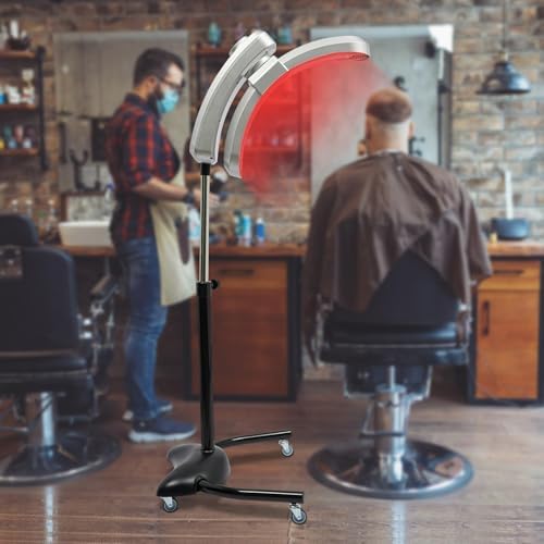 Standing Hair Dryer, 950W Vertical Hair Styling Heater, Professional Floor Hair Color Processor 360° Swivel Salon Hair U-Shaped Heater with with TEM & Time Adjustment for Perms, Hot Oil (Silver) - Image 3