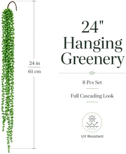Janinka 8 Pcs Artificial Succulents Bulk Hanging Plants 24 Inches - Image 2