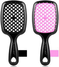 2 Pack Vented Detangling Hair Brush - Detangler Hairbrush with Soft Bristles for Effortless Tangle Free - Ideal for Wet Dry or Damaged Hair for Women Men Kids -Mixed Colors by Aussumy