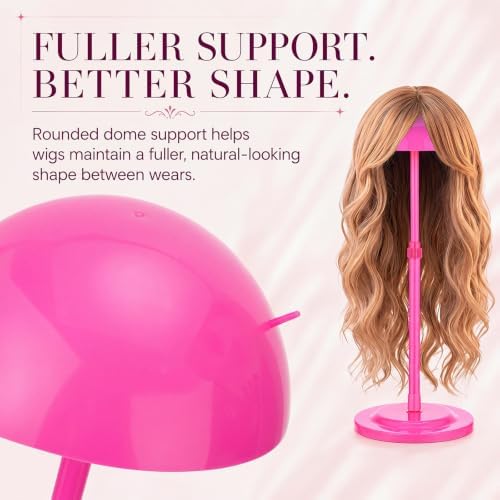 Tatuo 8 Pcs Wig Stand 9.8"-18.9" Adjustable Height Wig Head Holder Rose Red - Image 3