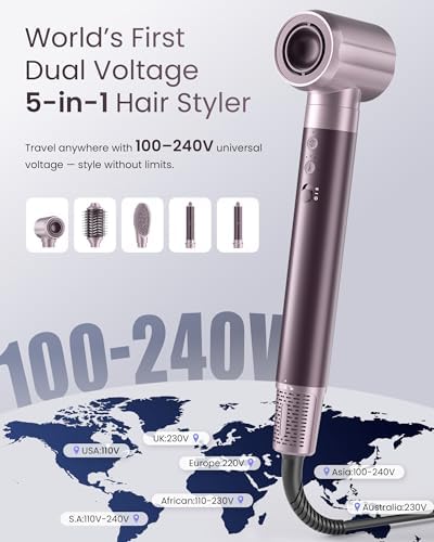 MESCOMB Dual Voltage Hair Dryer Brush - 5 in 1 Hair Styler for Travel - Image 2