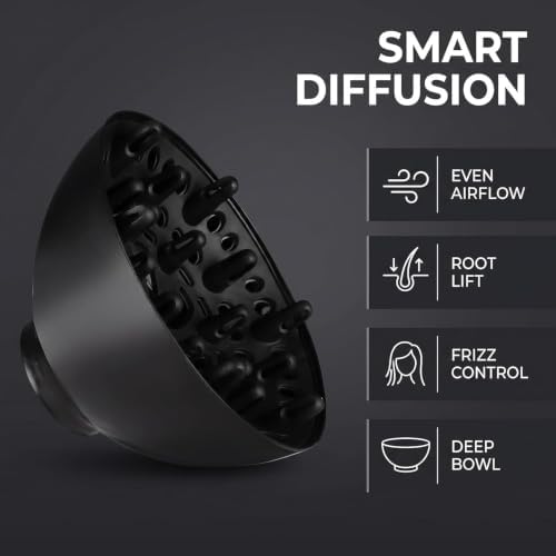 Universal Hair Dryer Diffuser Attachment for Curly Hair,Black Adaptable for Blow Dryers Diffuser Hair Universal for Curly Hair Care Dryer Diffusers Dryers and Styling Tools and Appliances Accessories - Image 2