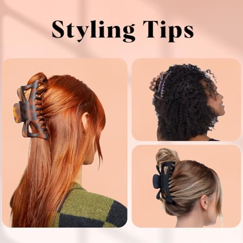 Kitsch 5 Inch Large Claw Clips for Thick and Long Hair - Black & Tort, 2pcs - Image 4