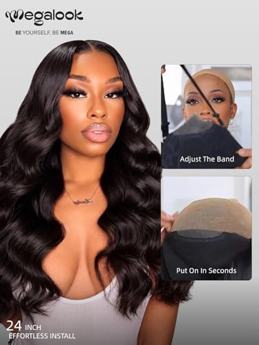 Glueless 6x5 Lace Closure Body Wave Wig Natural Black 24 Inch - Image 3
