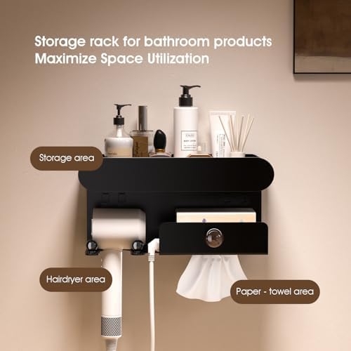 Universal Hair Dryer Holder, Hair Tool Organizer with Shelf for Bathroom, Hair Accessories Organizer for Blow Dryer, Curling Iron, Straightener - Image 2