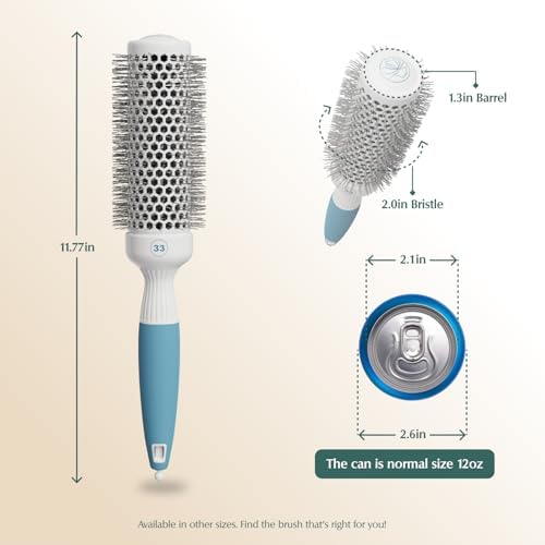 Professional Round Brush for Blow Drying - Small Ceramic Ionic Thermal Barrel Brush for Sleek, Precise Heat Styling and Salon Blowout - Lightweight Round Hair Brush (Barrel 1.3 inch, Bristle 2 Inch) - Image 2