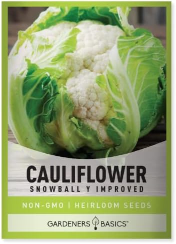 Gardeners Basics Cauliflower Seeds for Planting - (Snowball Y Improved) is A Great Heirloom, Non-GMO Vegetable Variety, 1 Gram Seeds Great for Outdoor Spring, Winter and Fall Gardening by GardenersBasics