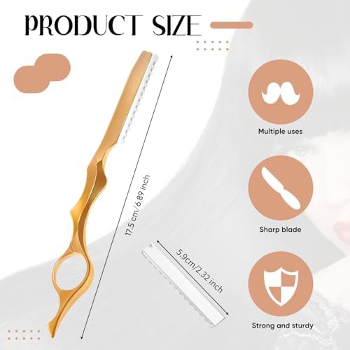 Mudder 11 Pcs Hair Razor for Cutting Thinning Styling Comb, Gold - Image 3
