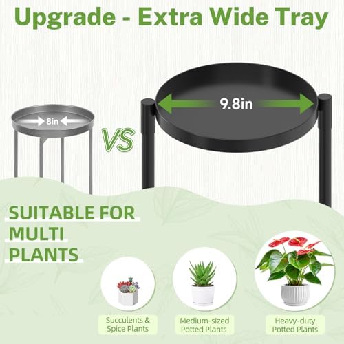 3 Tier Large Plant Stand Indoor Outdoor, 10 In Wide Tray, Black - Image 2
