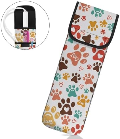 Ohuysud Dog Paws Neoprene Curling Iron Storage Bag Curling Iron Case Heat-Resistant Flat Iron Holder Protector Straightener Holder Mat for Travel Home Daily Use - Image 2