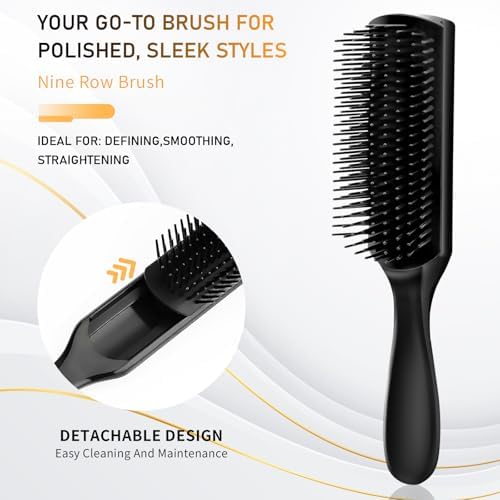 DUAIU Hair Brush Set, 5Pcs Paddle Hairbrush for Men and Women, Round Quiff and Rat Tail Wide Tooth Styling Comb and Brush Set for Curly Long Thick Thin Hair - Great on Wet or Dry Use, No More Tangle - Image 3