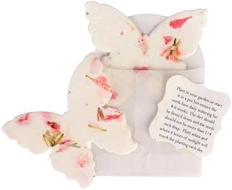 12 Favor Set, Pink Butterfly Gift Wrap Tags w/Wildflower Seeds by SeedBloom