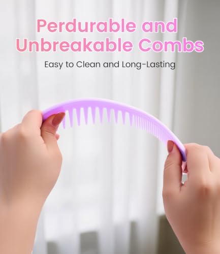6PCS Professional Hair Comb Set for Women & Men Rat Tail, Wide & Fine Tooth Combs for Curly Hair, Braiding, Barber Styling, Cutting & Parting(Purple) - Image 5