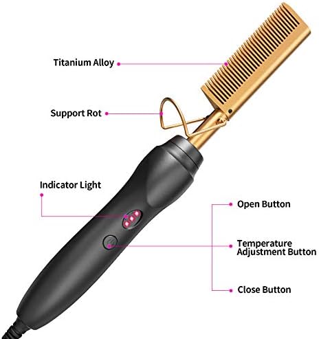 Ceramic Hot Comb Hair Straightener Pressing Combs Electric Straightening Comb for Natural Black Beard Wigs Gift for mom - Image 3