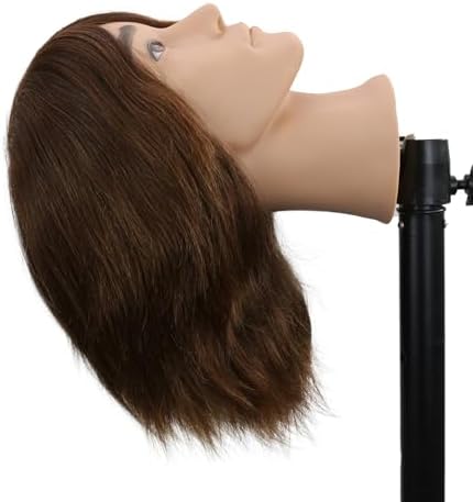 Male Mannequin Head Barber Mannequin Head Male Cosmetology Manikin Head For Cutting Styling With Doll Head for Hair （Dark Brown） - Image 5