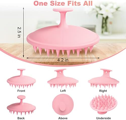 Meartchy Silicone Scalp Massager Shampoo Brush, Scalp Brush for Hair Growth & Dandruff Removal, Hair Scrubber Scalp Stimulator Exfoliator Brush with Soft Bristles for Wet Dry Scalp Care (Pink) - Image 2