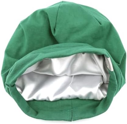 Kids Beanie Sleep Hats Bonnet Silky Lined Satin Bonnet with Elastic Band Child Curly Frizzy Hair Cover(Forest Green) - Image 3