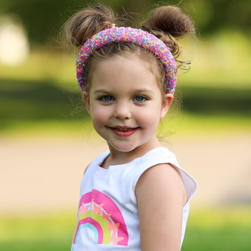 FROG SAC Sprinkle Headbands for Girls, Purple Padded Confetti Head Band for Kids, Thick Puffy Hair Bands for Children, Wide Little Girl Hairband Hair Accessories - Image 7
