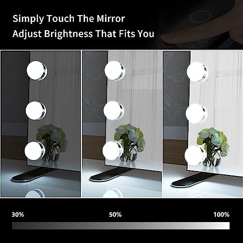 BEAUTME Vanity Mirror with Lights, Tabletop/Wall Mounted, Black 23.6" x 20" - Image 4