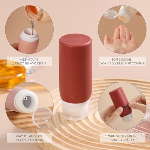 Muslish 21 Pack Travel Bottles for Toiletries, Leak-Proof TSA Compliant Silicone Travel Size Containers for Shampoo and Conditioner, BPA Free with Toiletry Bag (Cream) - Image 3