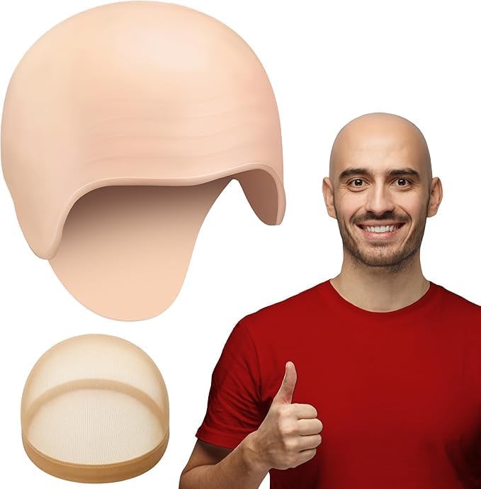2PCS Bald Cap for Men Women Costume, Wig Head Cap Halloween Latex Bald Kit by Zadin