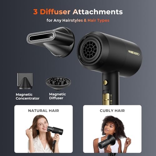 SHRATE Professional Ionic Hair Dryer with Diffuser & Nozzle | Low Noise - Image 6