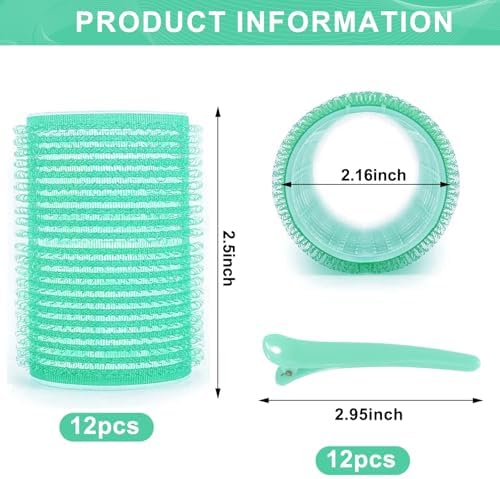 Hair Rollers, 12 Pack Self Grip Salon Hairdressing Curlers, Hair Curlers Sets, DIY Curly Hairstyle, Colors May Vary, JUMBO - Image 2