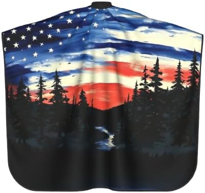American Flag Salon Barber Cape - Professional Hairdressing Waterproof Hair Cutting Cape With Adjustable Snap Closure-Haircut Apron For Hair Stylist And Home Use-55''X66'' - Image 2