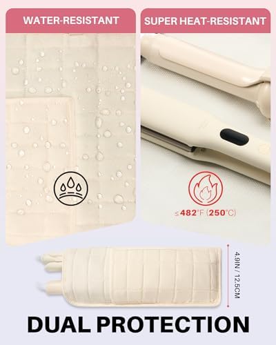 Hair Tools Travel Bag with Heat Resistant Mat, Beige - Image 6